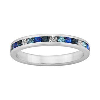 Sterling Silver Blue and White Crystal Eternity Ring
