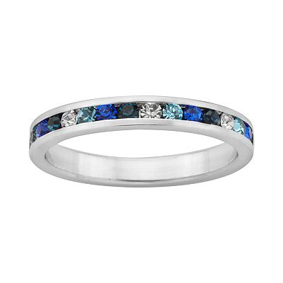 Sterling Silver Blue and White Crystal Eternity Ring