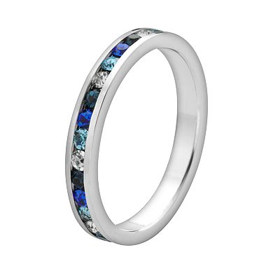 Sterling Silver Blue and White Crystal Eternity Ring