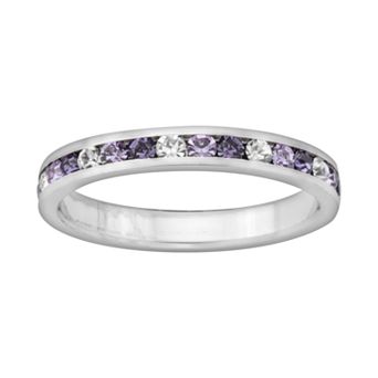 Sterling Silver Purple and White Crystal Eternity Ring