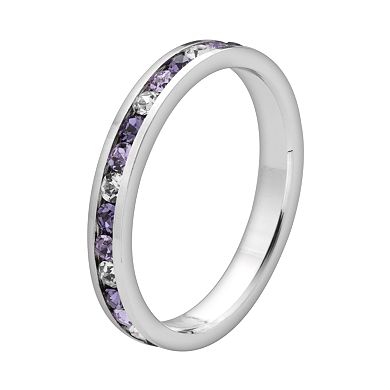 Sterling Silver Purple and White Crystal Eternity Ring