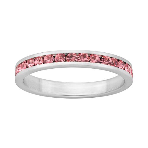 Sterling Silver Pink Crystal Eternity Ring
