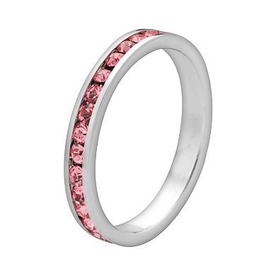 Sterling Silver Pink Crystal Eternity Ring