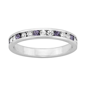 Sterling Silver Purple and White Crystal Eternity Ring