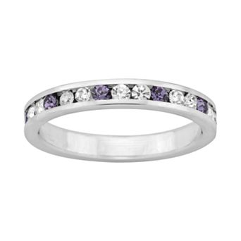 Sterling Silver Purple and White Crystal Eternity Ring