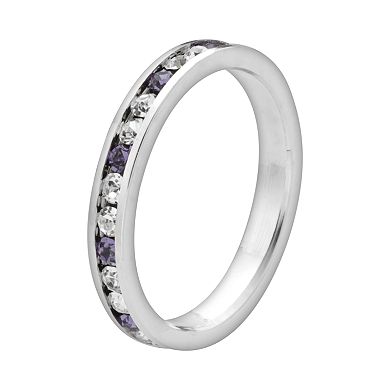 Sterling Silver Purple and White Crystal Eternity Ring