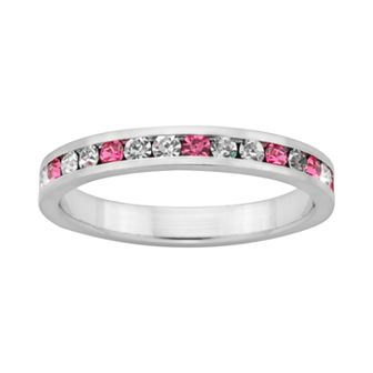 Sterling Silver Pink and White Crystal Eternity Ring