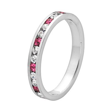 Sterling Silver Pink and White Crystal Eternity Ring