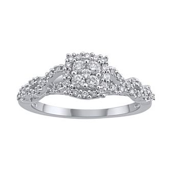 Simply Vera Vera Wang Diamond Twist Frame Engagement Ring in 14k White Gold (1/3 ct T.W.)