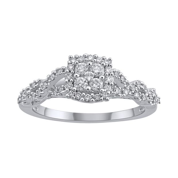 Vendedor Prueba de Derbeville Zumbido Simply Vera Vera Wang Diamond Twist Frame Engagement Ring in 14k White Gold  (1/3 ct. T.W.)