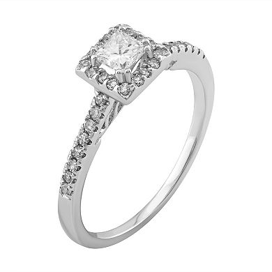 Simply Vera Vera Wang 14k White Gold 1/2 Carat T.W. Diamond Halo Engagement Ring 