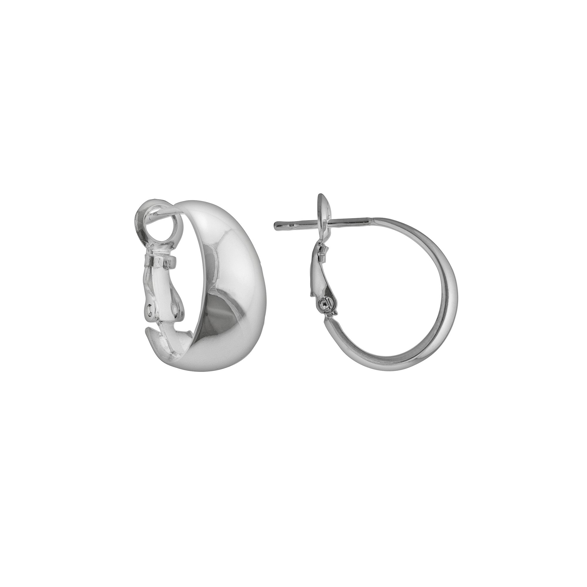 Silver Plated J-Hoop Earrings, Womens