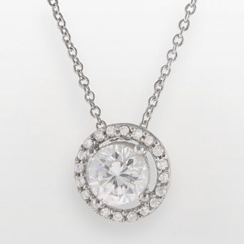 Athra NJ Inc Silver Plated Lab-Created Cubic Zirconia Circle Pendant