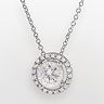 Silver Plated Lab-Created Cubic Zirconia Circle Pendant