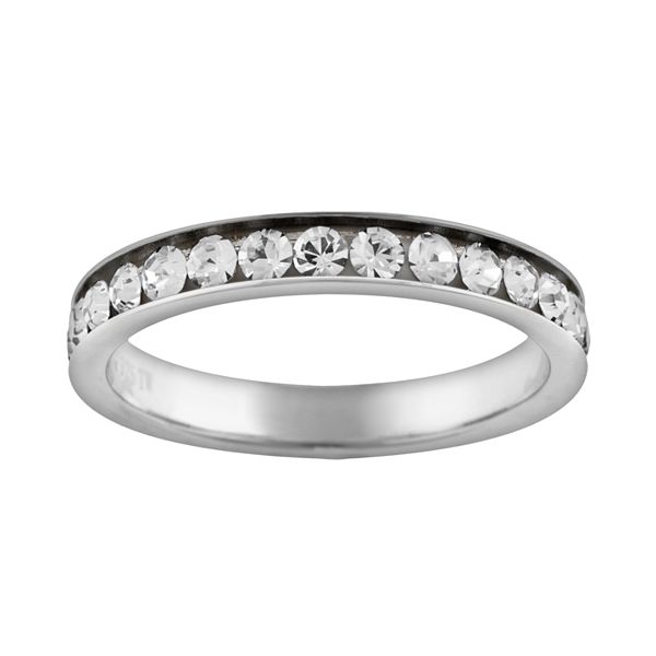 Silver Plated Simulated Crystal Eternity Ring