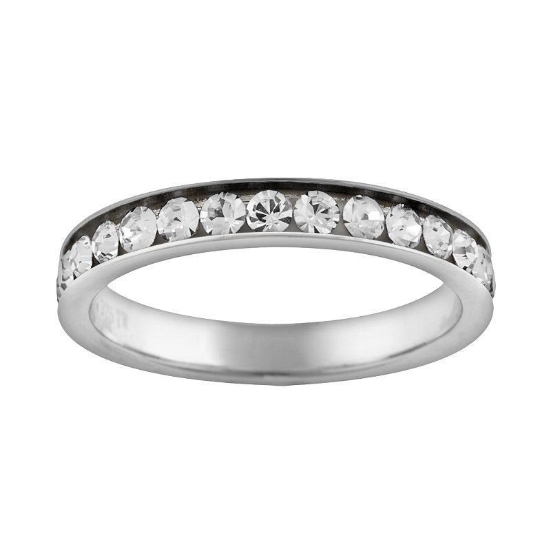 Silver Plated Simulated Crystal Eternity Ring, Womens, Size: 7, White