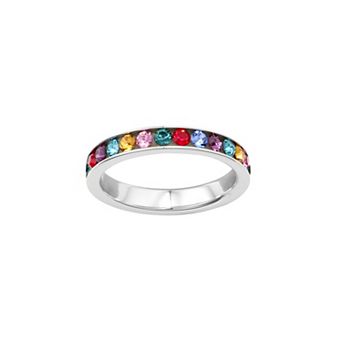 Athra NJ Inc Silver Plated Simulated Crystal Eternity Ring
