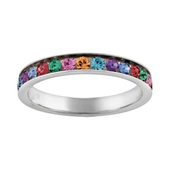 Athra NJ Inc Silver Plated Simulated Crystal Eternity Ring