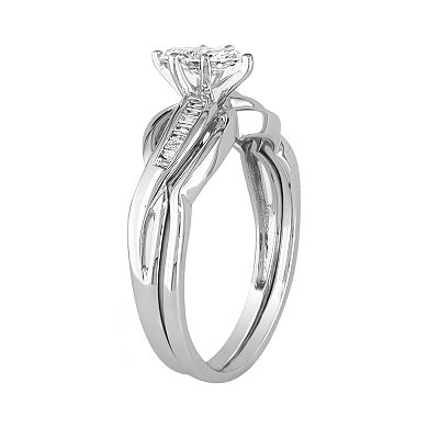 Stella Grace 14k White Gold 1/2-ct. T.W. Marquise-Cut Diamond Swirl Ring Set