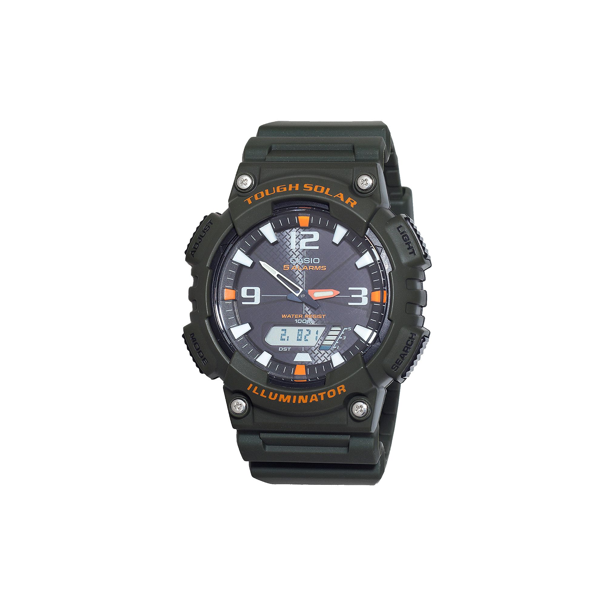 Casio Mens Tough Solar Illuminator Analog & Digital Chronograph Watch, Ora