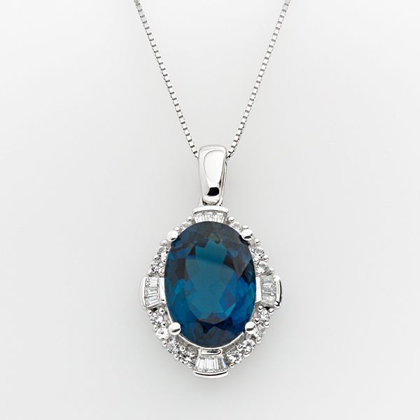 Row of Diamond Look Mystic Blue Sapphire .925 Silver Chain Necklace U&C Sundance 