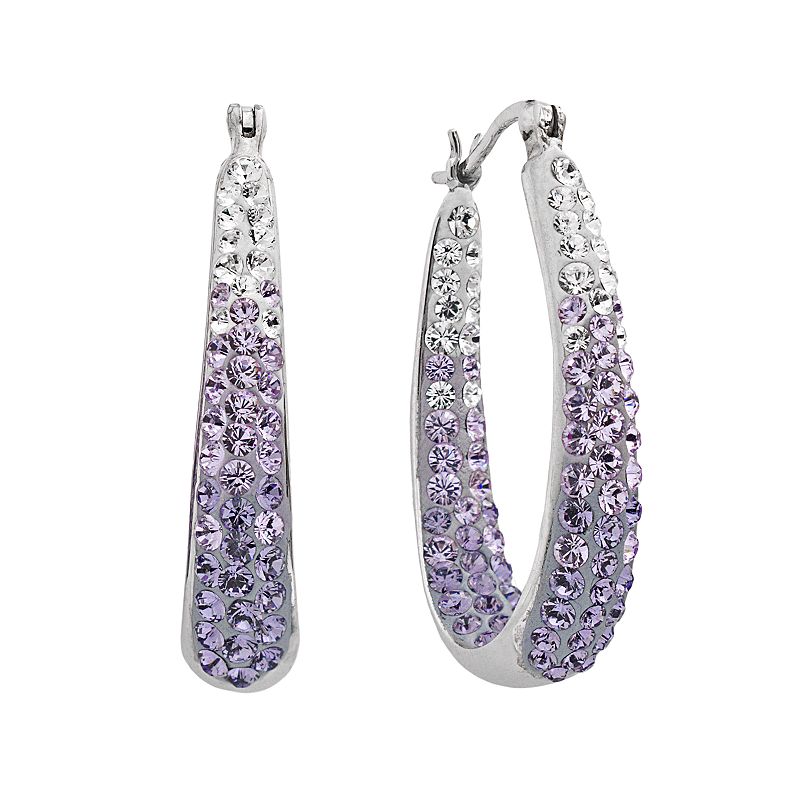 Artistique Sterling Silver Crystal Ombre Hoop Earrings, Womens, Purple