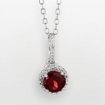Celebration Gems Sterling Silver Garnet and Diamond Accent Frame Pendant