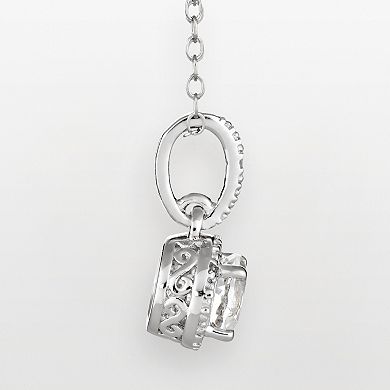 Celebration Gems Sterling Silver White Topaz and Diamond Accent Frame Pendant