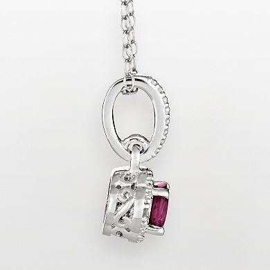 Celebration Gems Sterling Silver Ruby and Diamond Accent Frame Pendant