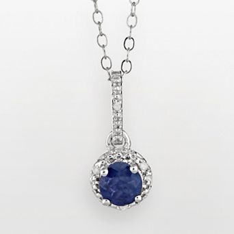 Celebration Gems Sterling Silver Sapphire and Diamond Accent Frame Pendant