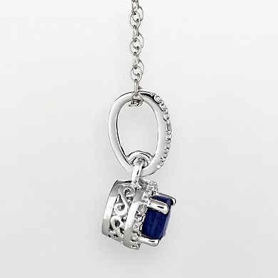 Celebration Gems Sterling Silver Sapphire and Diamond Accent Frame Pendant