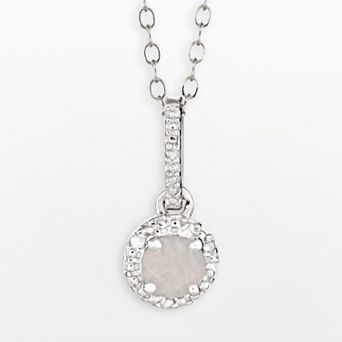 Celebration Gems Sterling Silver Opal and Diamond Accent Pendant