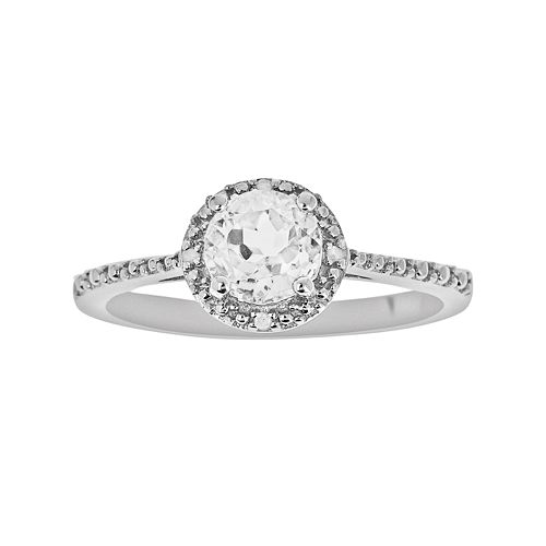 Sterling Silver White Topaz & Diamond Accent Frame Ring