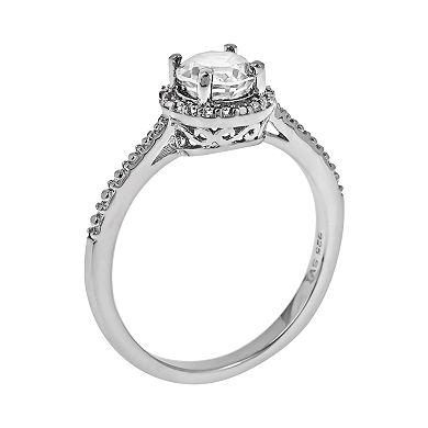 Celebration Gems Sterling Silver White Topaz and Diamond Accent Frame Ring