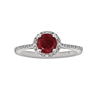 Celebration Gems Sterling Silver Ruby and Diamond Accent Frame Ring