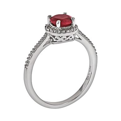 Celebration Gems Sterling Silver Ruby and Diamond Accent Frame Ring