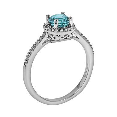 Celebration Gems Sterling Silver Blue Topaz and Diamond Accent Frame Ring