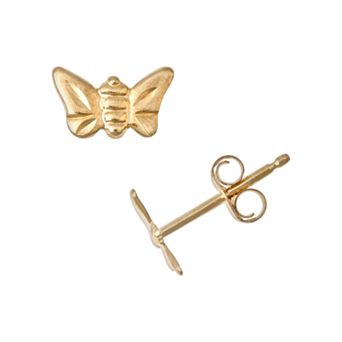 Celebration Gems 14k Gold Butterfly Stud Earrings - Kids