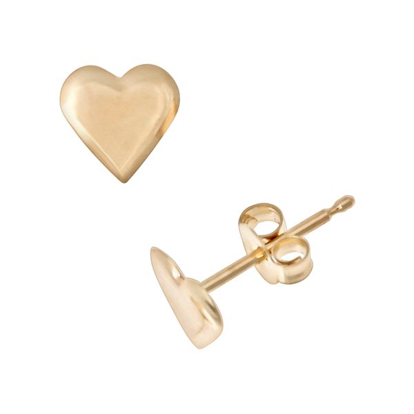 Gold heart deals earrings studs