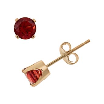 Celebration Gems 14k Gold Garnet Stud Earrings - Kids