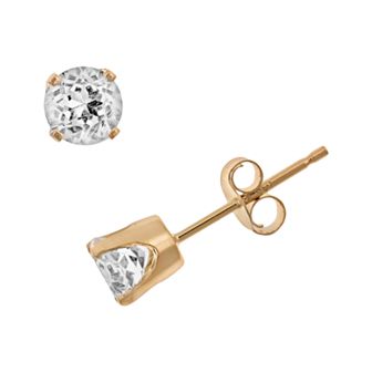 Celebration Gems 14k Gold White Topaz Stud Earrings - Kids