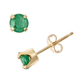 Celebration Gems 14k Gold Emerald Stud Earrings - Kids