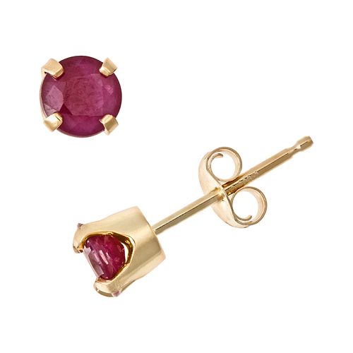 14k Gold Ruby Stud Earrings Kids