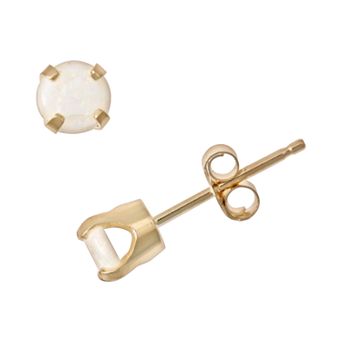 Celebration Gems 14k Gold Opal Stud Earrings - Kids