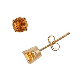 Celebration Gems 14k Gold Citrine Stud Earrings - Kids
