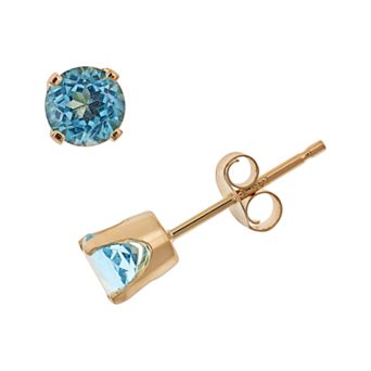 Celebration Gems 14k Gold Blue Topaz Stud Earrings - Kids