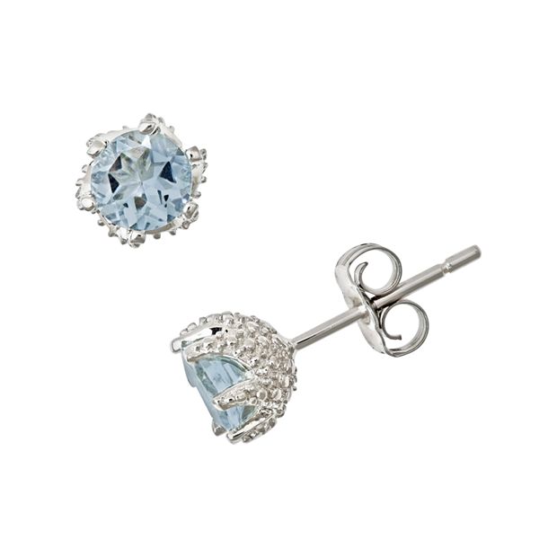 Celebration Gems Sterling Silver Aquamarine Stud Earrings