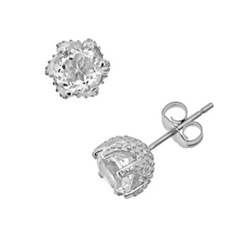 Celebration Gems Sterling Silver White Topaz Stud Earrings
