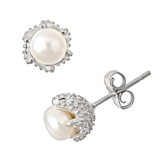 Celebration Gems Sterling Silver Freshwater Cultured Pearl Stud Earrings
