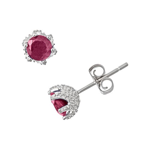 Sterling Silver Ruby Stud Earrings